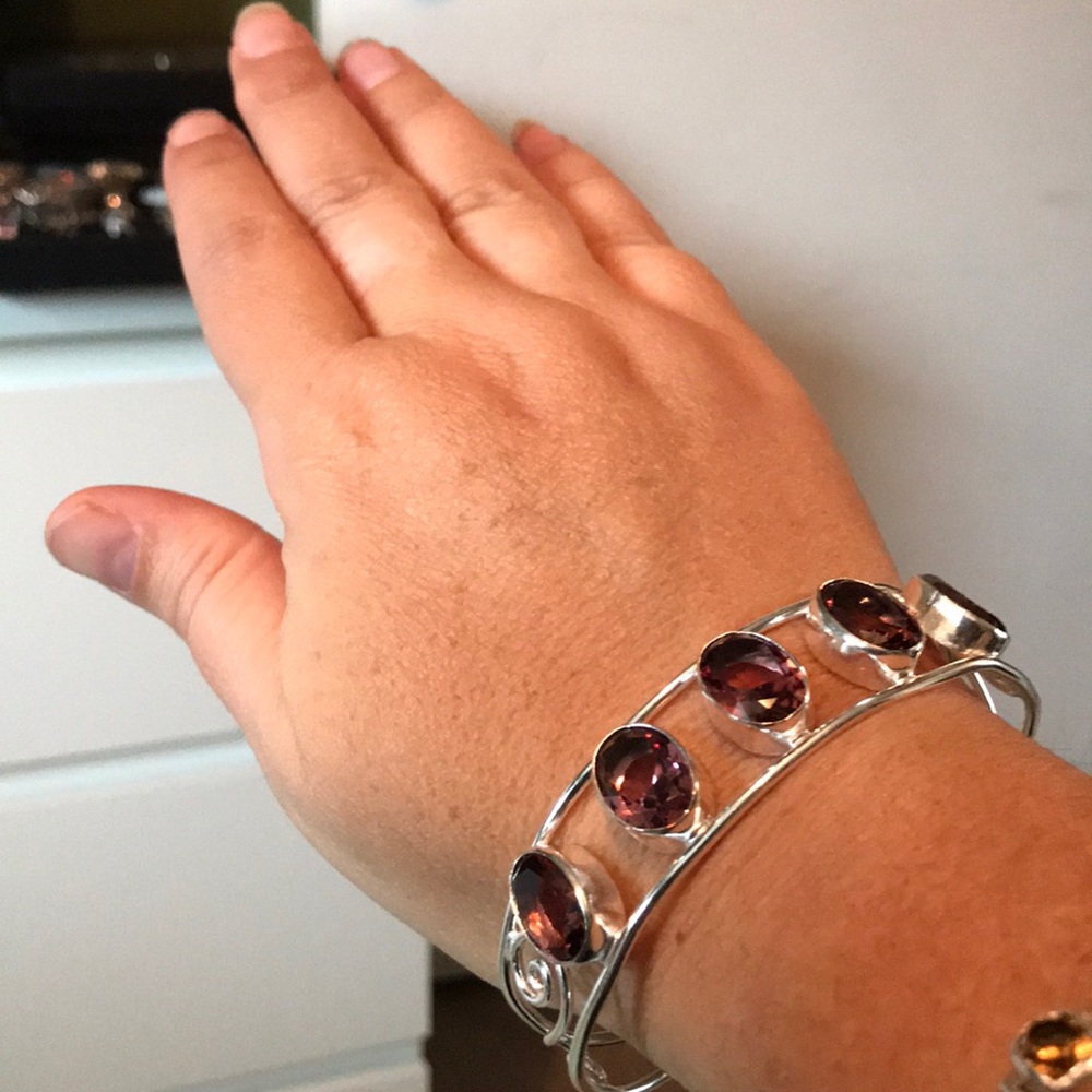 Amazing solid sterling silver and amethyst cuff